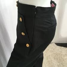 Kate Spade Black Gold Buttons Vintage Inspired Sailor Pant Size 4 - palmyravilla.com