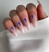Blue Dots Custom Press On Nails | Luxury Nude Nails | Cute False Nails