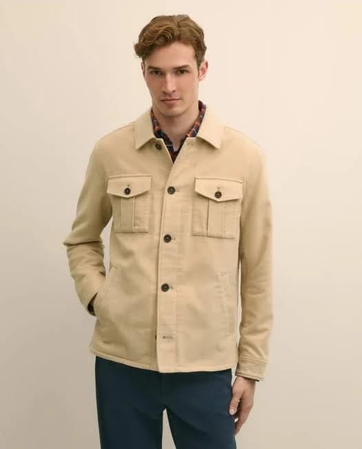 Brooks Brothers Men's Cotton Moleskin Button-Up Shirt Jacket