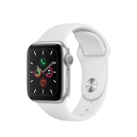 Apple Watch Series 5 (GPS, 40MM) - Silver Aluminum Case with White Sport Band (Renewed)