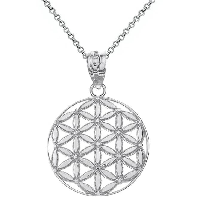 Sterling Silver Flower of Life Geometry Pendant Necklace