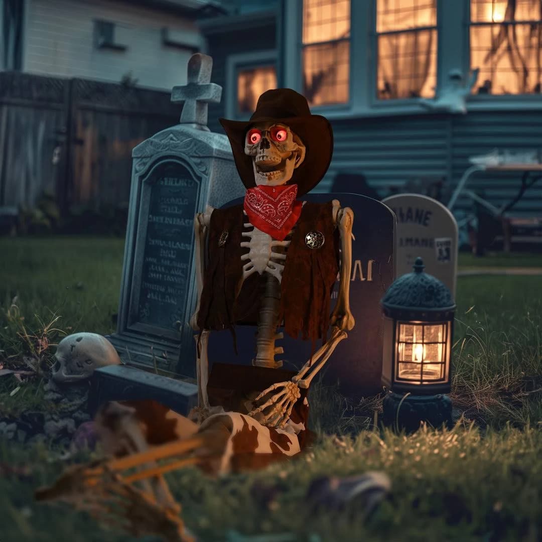 The Holiday Aisle 5.4 ft Posable Skeleton with LED Eyes