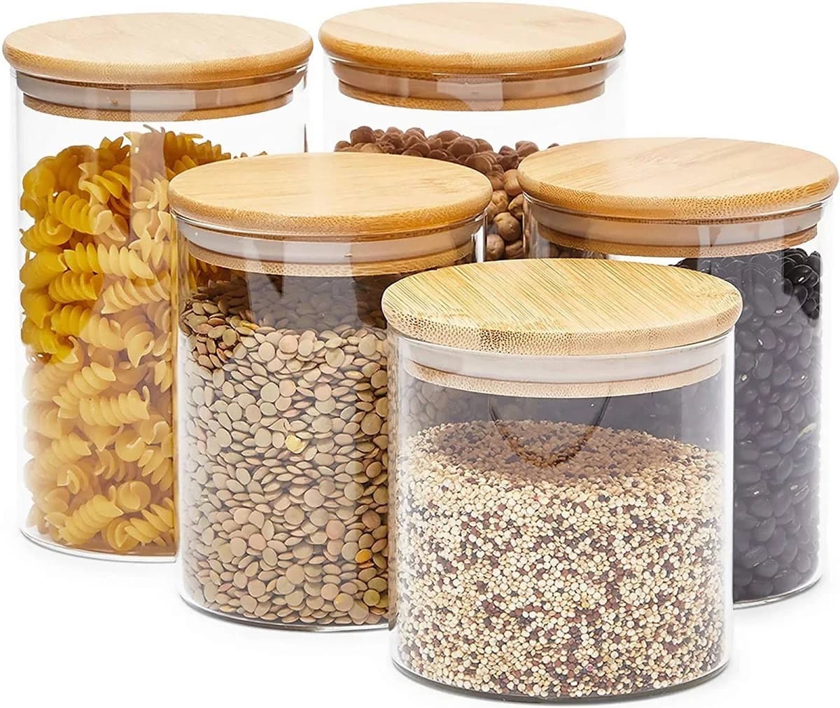 Juvale 5-Pack Glass Canisters with Bamboo Lids