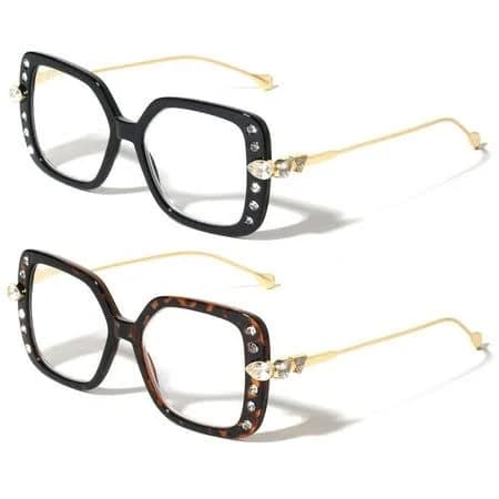 Women's Butterfly Square Oversized Temple Reading Glasses