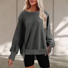 Utoimkio Women's 2023 Casual Crewneck Sweatshirts Long Sleeve Loose Solid Pullover Tops Fall Pullover Sweatshirts Tops Shirts - Walmart.com