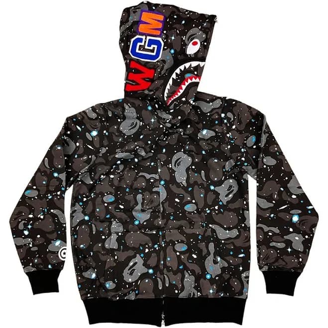 Bape Space Camo Shark Wgm Full Zip Hoodie Black | A Bathing Ape