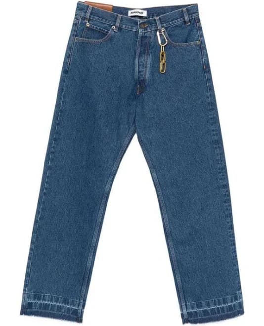 Darkpark Men's Straight Jeans with Chain Embellishment
