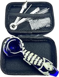 Collectible Gorgeous Pipe, Pocket size 4.7" Tube with Brush Storage Box Metal Tool Hand Pipe Gift