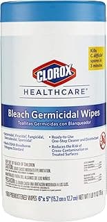 Clorox Healthcare Bleach Germicidal Wipes, 6" x 5", 150 Count Canister (Package May Vary)