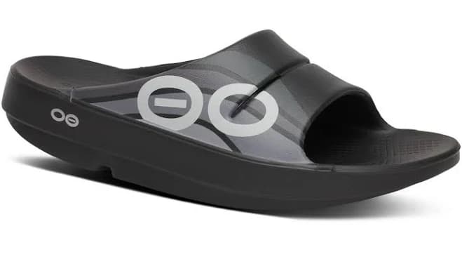 OOFOS Women's OOahh Sport Slide Sandal - Black Wave Size 11 in Black Wave