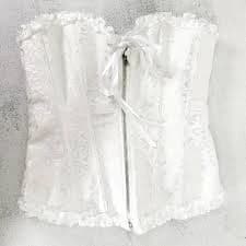NEW ADORE ME White Corset LARGE Ruffle Tie Bride Bridal Wedding Ruffle Trim