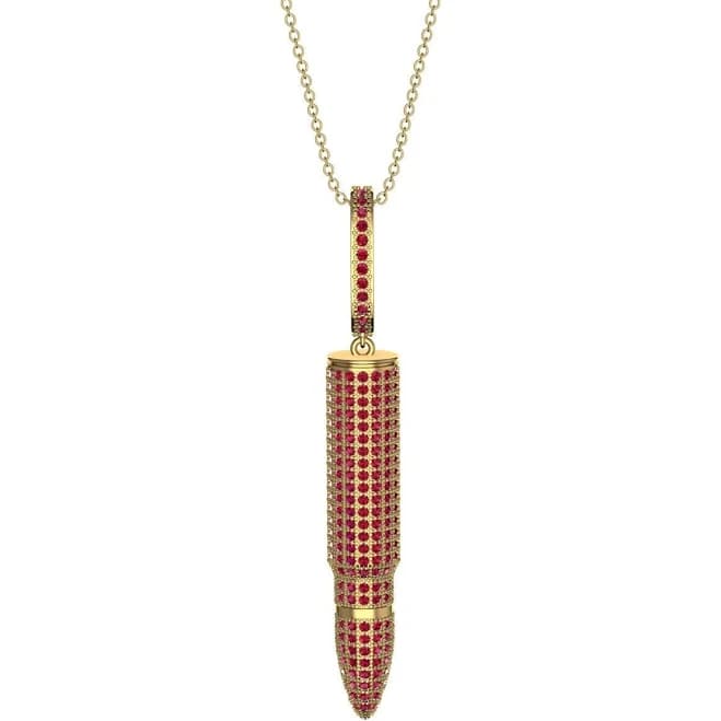 Segal Jewelry Men's 18K Yellow Gold Ruby Bullet Pendant