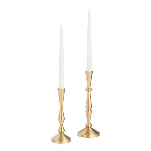 World Market Gold Geometric Taper Candle Holder