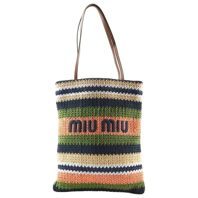 Miu Miu striped crochet tote bag
