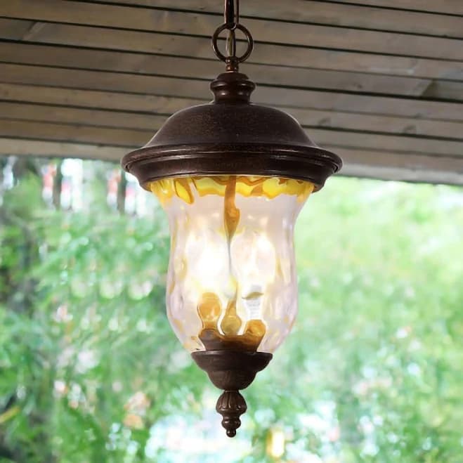 HOMLUX 19 inch Large Rustic Bronze Outdoor Hanging Lantern
