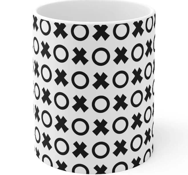 Black and White Geometric X O 11oz Coffee Mug