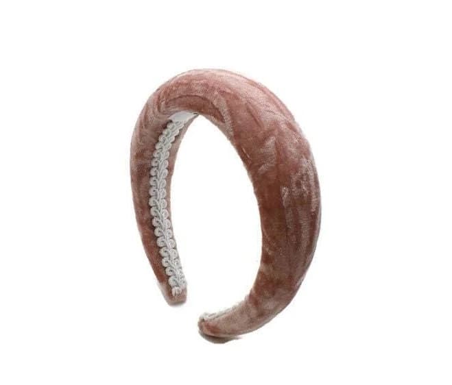 vivaladuchesse Blush Pink 4cm (Crushed Velvet) Headband | Pale Extra Thick Padded Hairband | Everyday/Wedding Hair Accessory | Classic Puffy Hairpiece