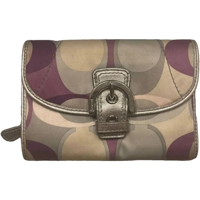 Coach Purple Signature Canvas Bifold Wallet