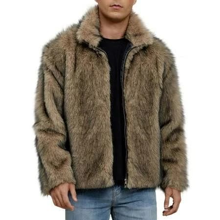 Men's Ultra Warm Fluffy Faux Furry Trench Jacket