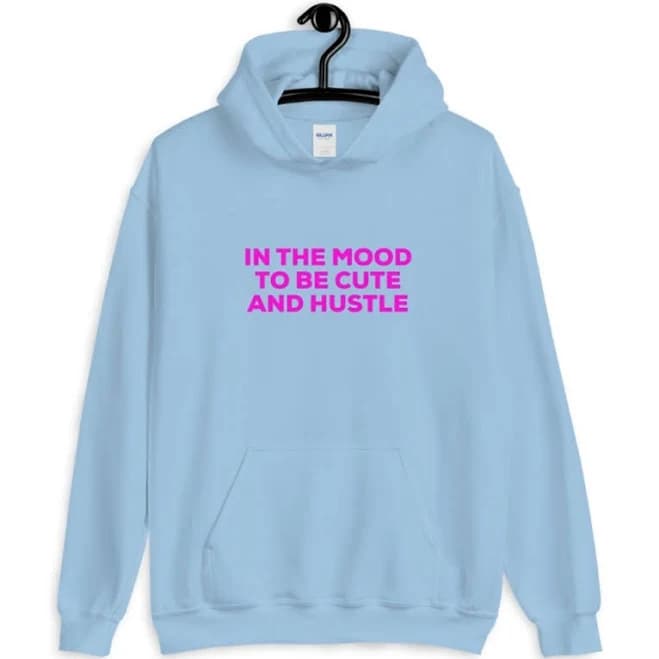 Gildan Baby Blue & Pink In The Mood Hoodie - New Women | Color: Blue | Size: M