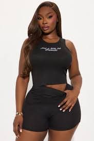 A Little Bit Dramatic Ribbed PJ Short Set - Black | Fashion Nova