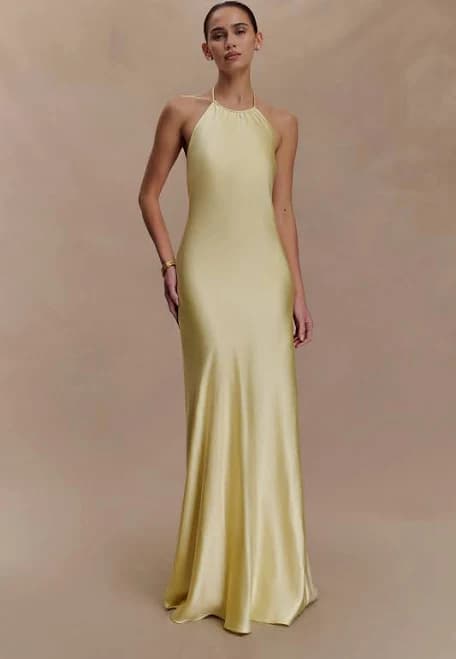 Bella Satin Halter Maxi Dress