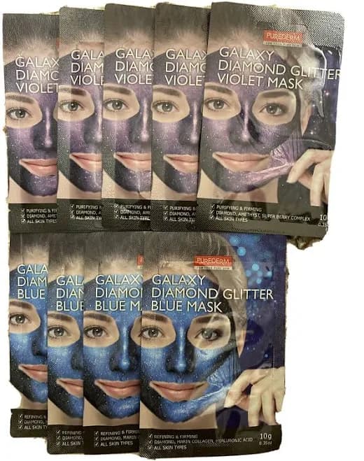 Purederm Galaxy Diamond Glitter Violet(5) And Blue(4) Face Mask, Pack