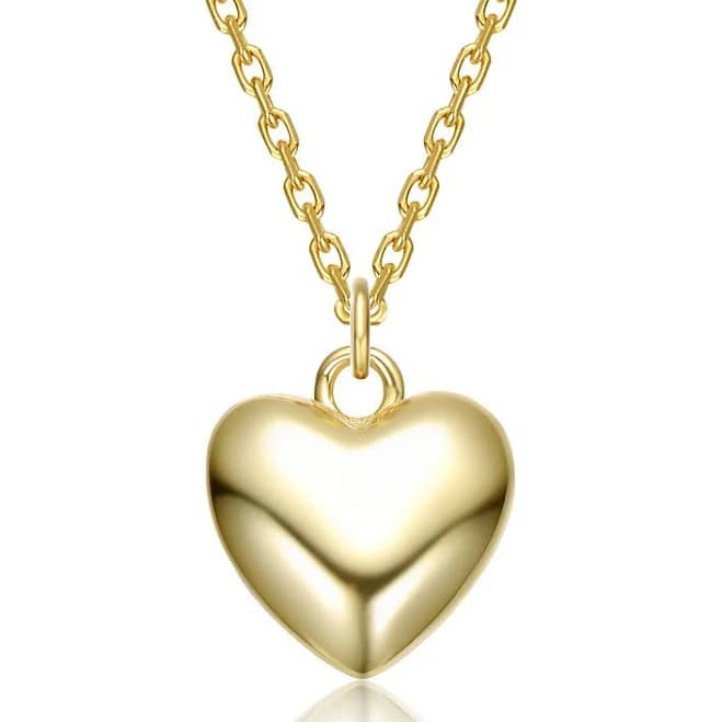 14K Gold Plated Shiny Heart Pendant Necklace
