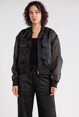 Sanctuary Women's Organza Crop Bomber Jacket