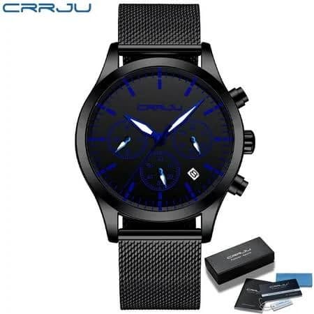 Men's Stainless Steel Waterproof Analog Quartz Chronograph Watch