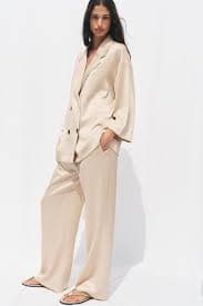 WRINKLED-EFFECT WIDE-LEG TROUSERS - Cava | ZARA Australia