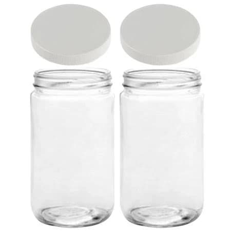 Jarming Collections 32oz Glass Storage Jar with BPA-Free Lid and Extra Wide Mouth (2 Count)
