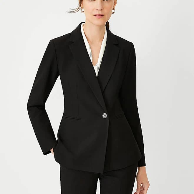 Ann Taylor Women's Fitted Double Breasted Bi-Stretch Blazer