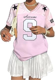 Oversized Jersey Shirts for Women - V Neck Baseball/Football Jerseys Shirt Team Number Y2k Streetwear Tee Tops