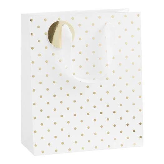 World Market Medium White and Gold Kraft Gift Bag
