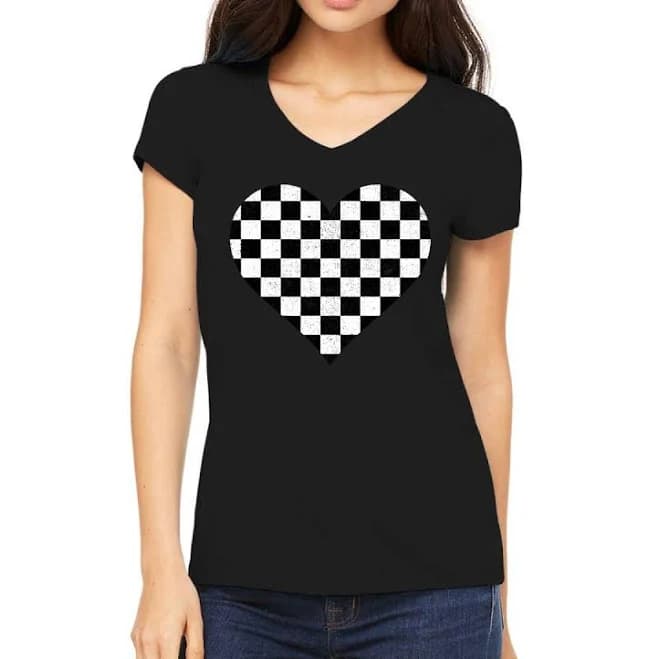 Artistshot Checkered Love Heart PLA V-Neck T-Shirt