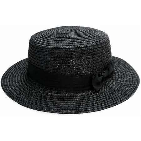 Straw Boater Hat with Bowknot