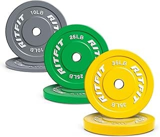 Color Coded Bumper Plate, Olympic Bumper Plate for Barbell, 2-Inch Bumper Weight Plates With Steel Insert, rubber weight plates for Strength Training in Home Gym