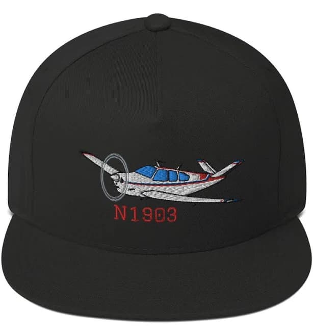 Airplane Embroidered Flat Bill Cap