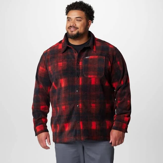 Columbia Men's Steens Mountain Printed Fleece Shirt Jacket II - Big - 2X - Red,Plaid