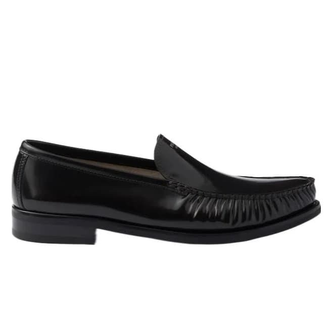 Prada Brushed Leather Loafers-Men-Cowhide/Rubber