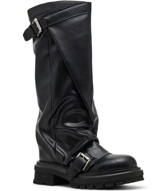 Madden Girl Women's Restore Knee-High Slouchy Lug-Sole Moto Boots