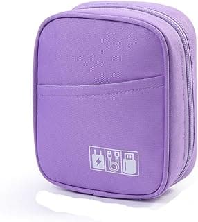 Digital Storage Pouch Multifunction Multi-layer Charger Data Cable USB Bag Organizer Portable(purple)