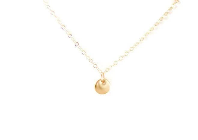 Tiny Disc Disk Sterling Silver Necklace