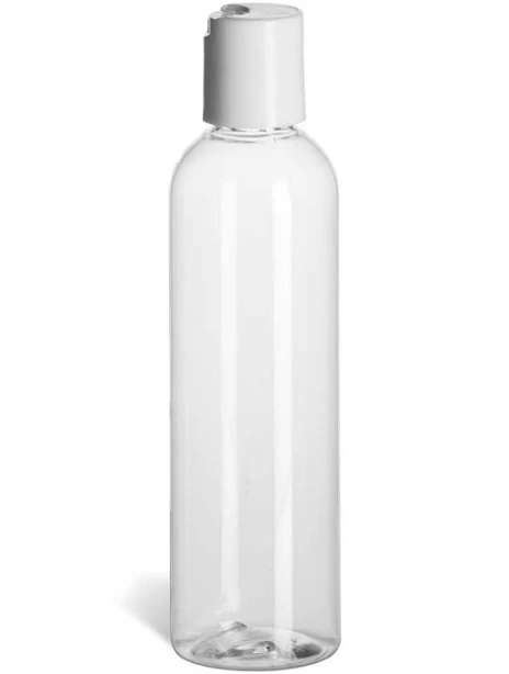 Specialty Bottle 4 oz Clear Pet Cosmo Bottle with White Disc Cap