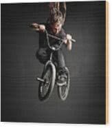 Young man with dreadlocks jumping on his BMX bike. Metal Print by Michal Bednarek - Pixels Merch