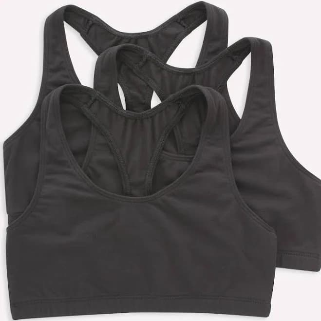 Women's Cotton Racerback Bralette Pack, Breathable Low Impact Sports Bra, 3-Pack