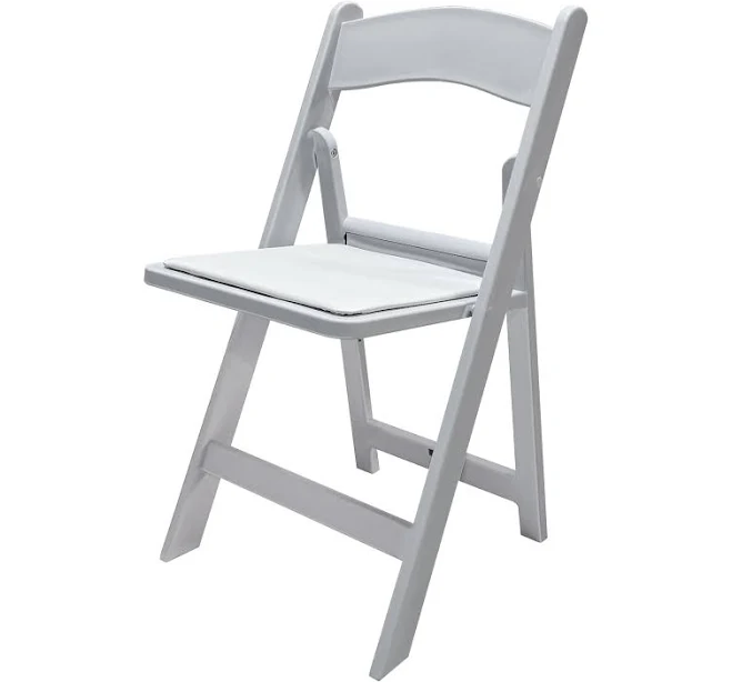 CV Linens White Resin Folding Chair