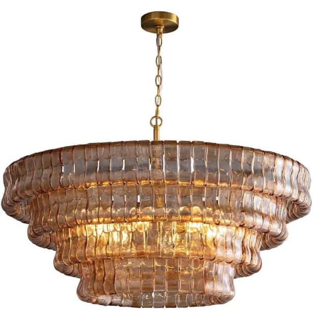 YUYI Modern 36 in. 6-Lights Gold Crystal Drum Chandelier