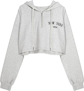 Womens Graphic Cropped Hoodies Half Zip Sweatshirt Long Sleeve Pullover Tops